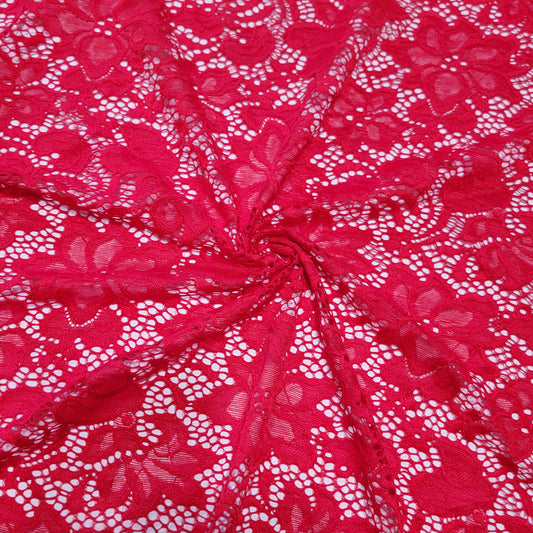 Red Stretch Lace Floral Design