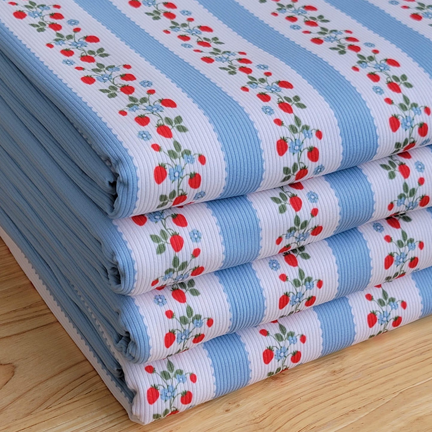 2x2 Yummy Rib Srawberries & Stripes Print