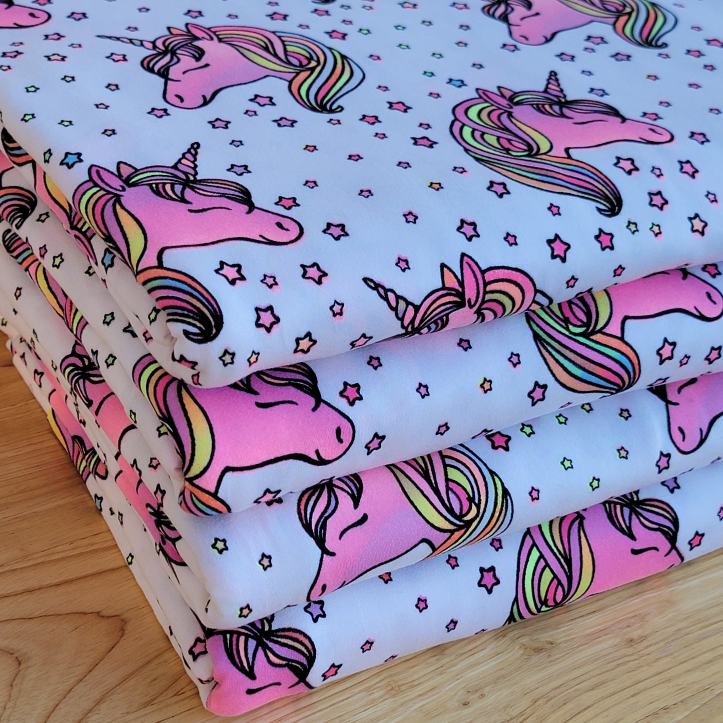 Double Brush Poly Pink Unicorn Print