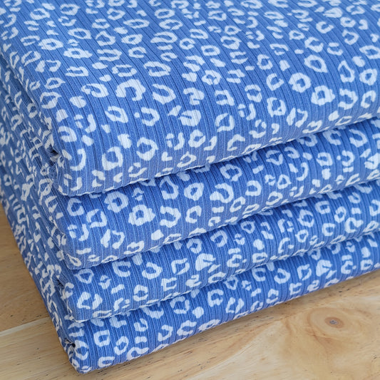4x2 Yummy Rib Blue Denim Cheetah Print
