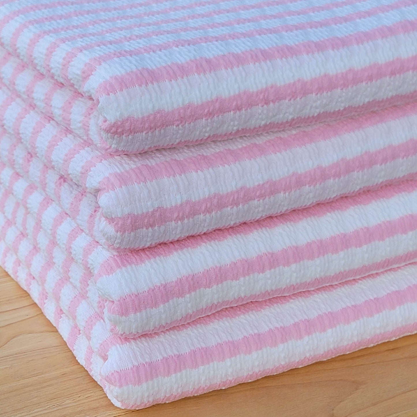 Smocked Knit Pink & White Stripes