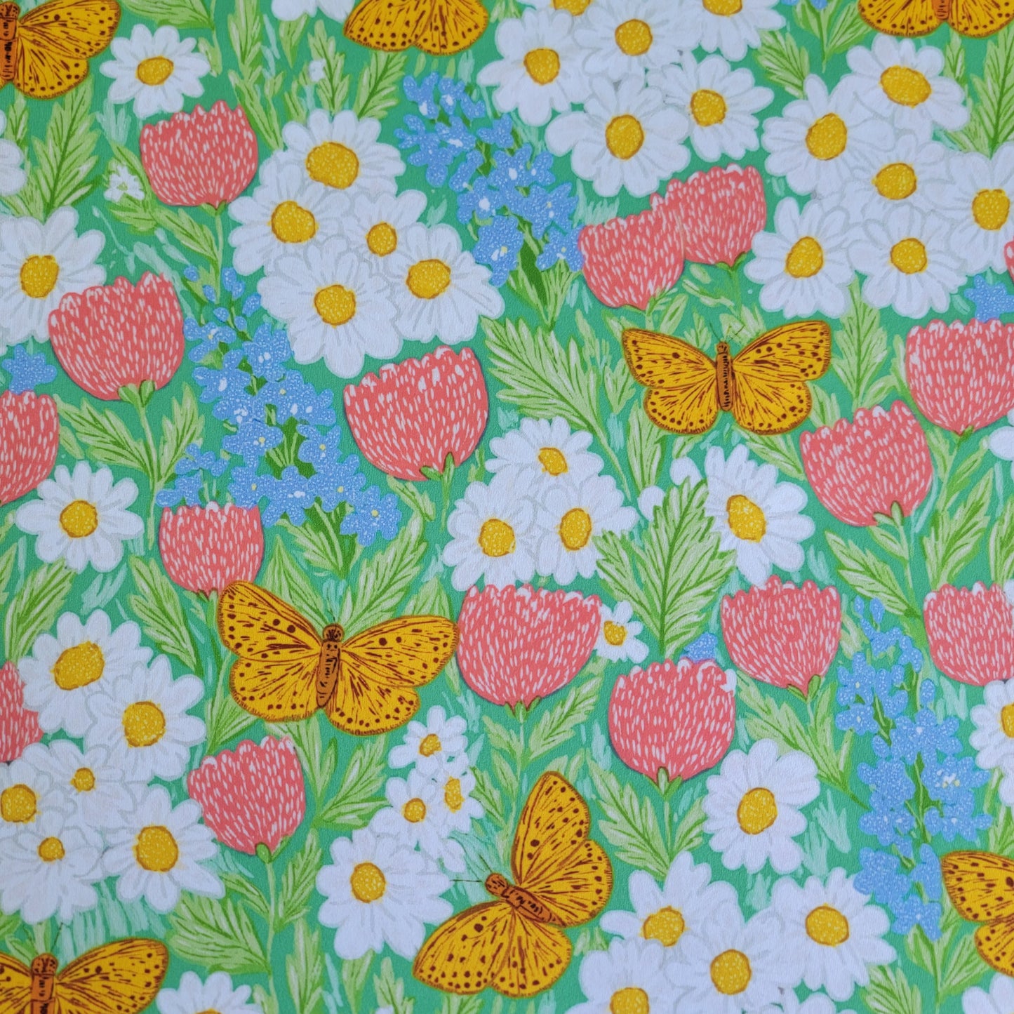 Butterflies & Daisies Double Brush Poly 220 GSM