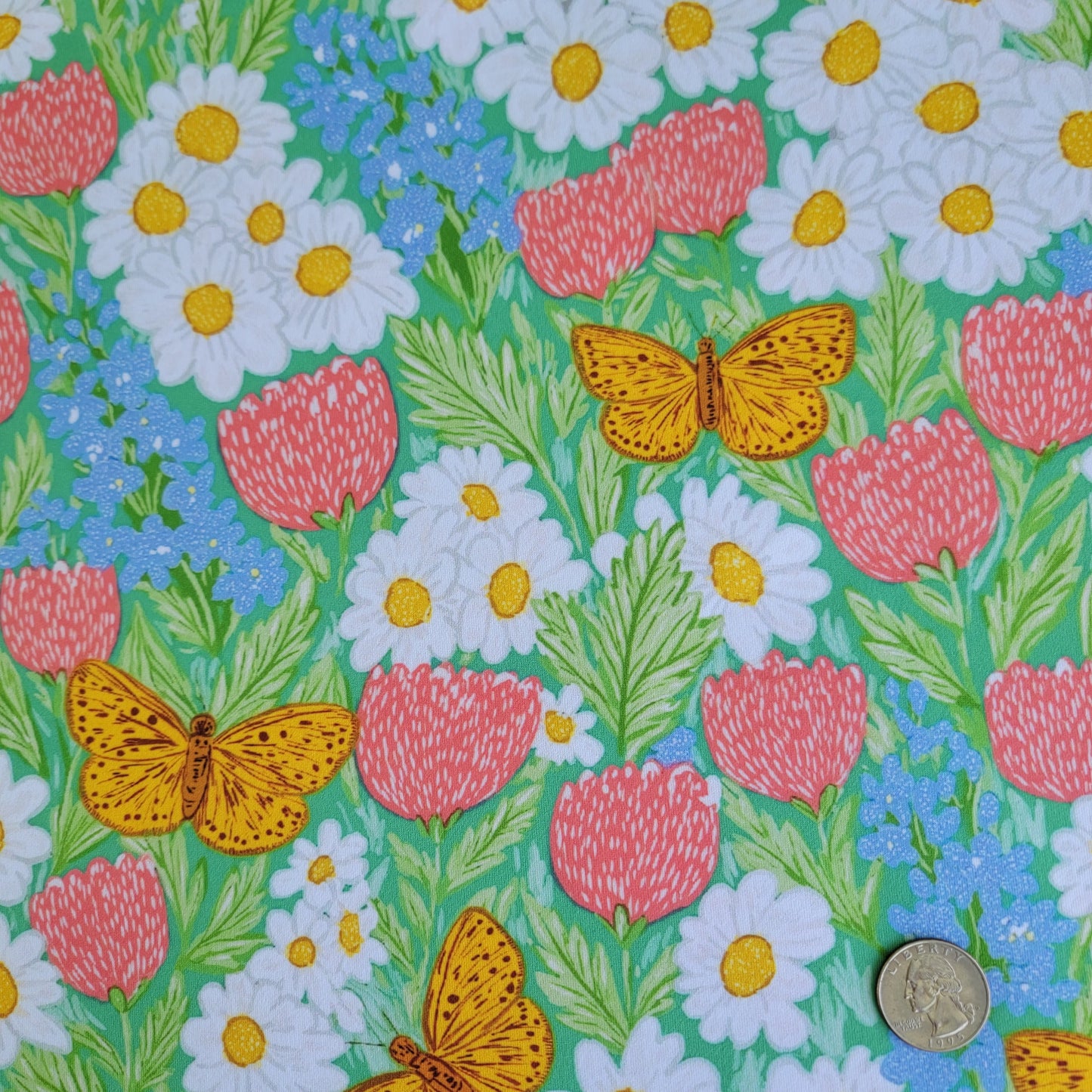 Butterflies & Daisies Double Brush Poly 220 GSM