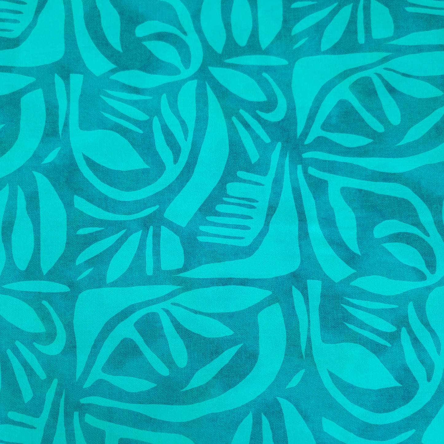 Teal Polynesian Print Nylon Spandex Swim Athletic