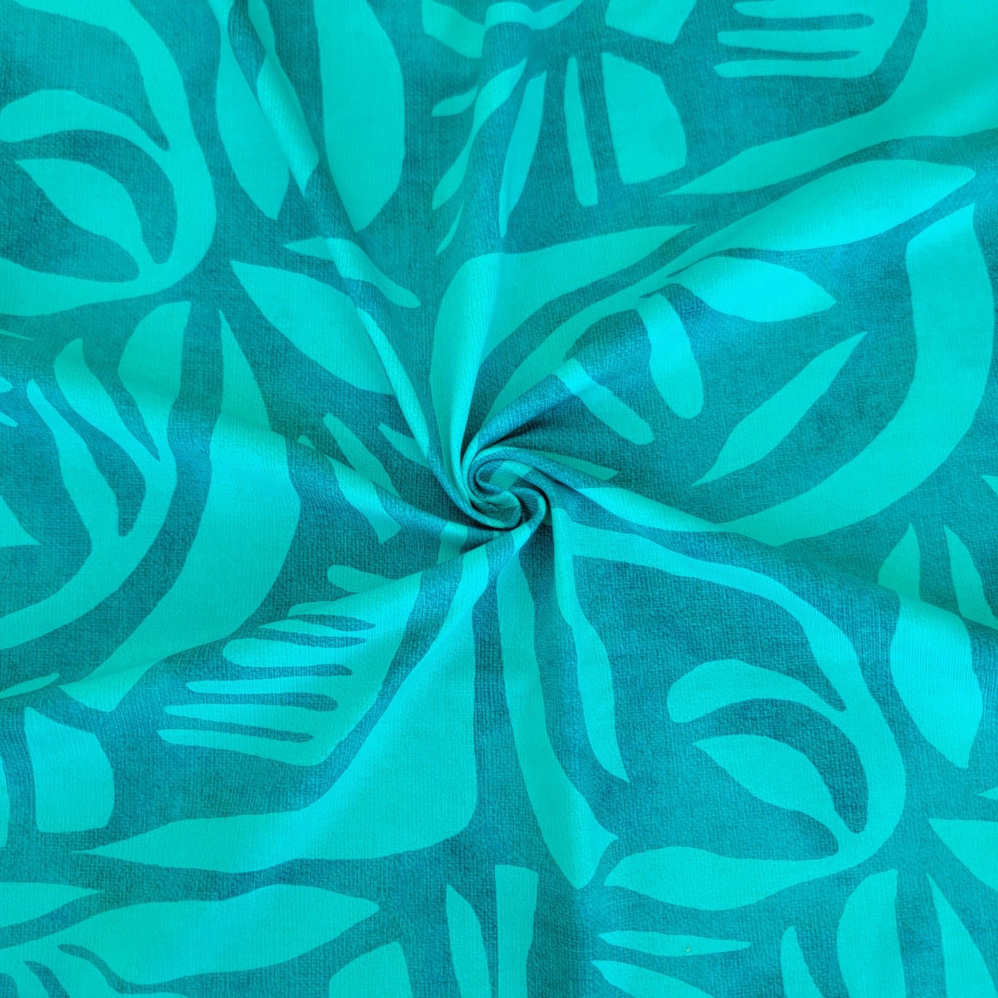 Teal Polynesian Print Nylon Spandex Swim Athletic