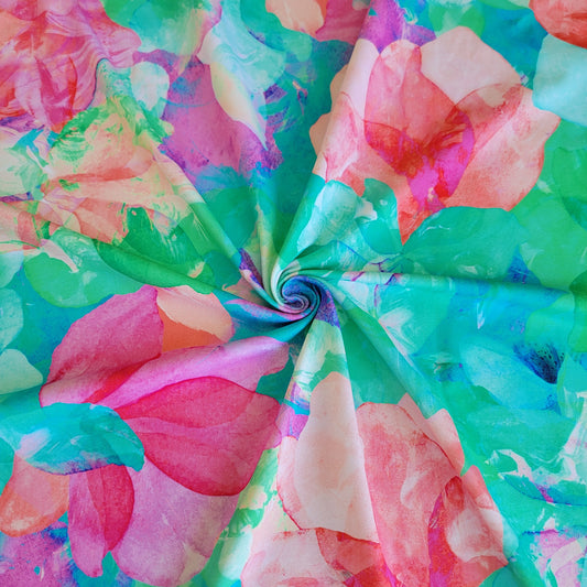 Multicolor Abstract Floral Nylon Spandex Swim Athletic