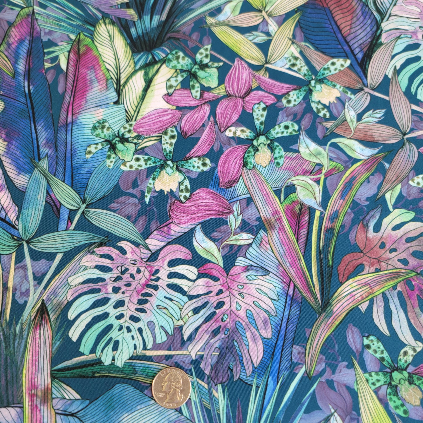 Multicolor Tropical Floral Nylon Spandex Swim Athletic