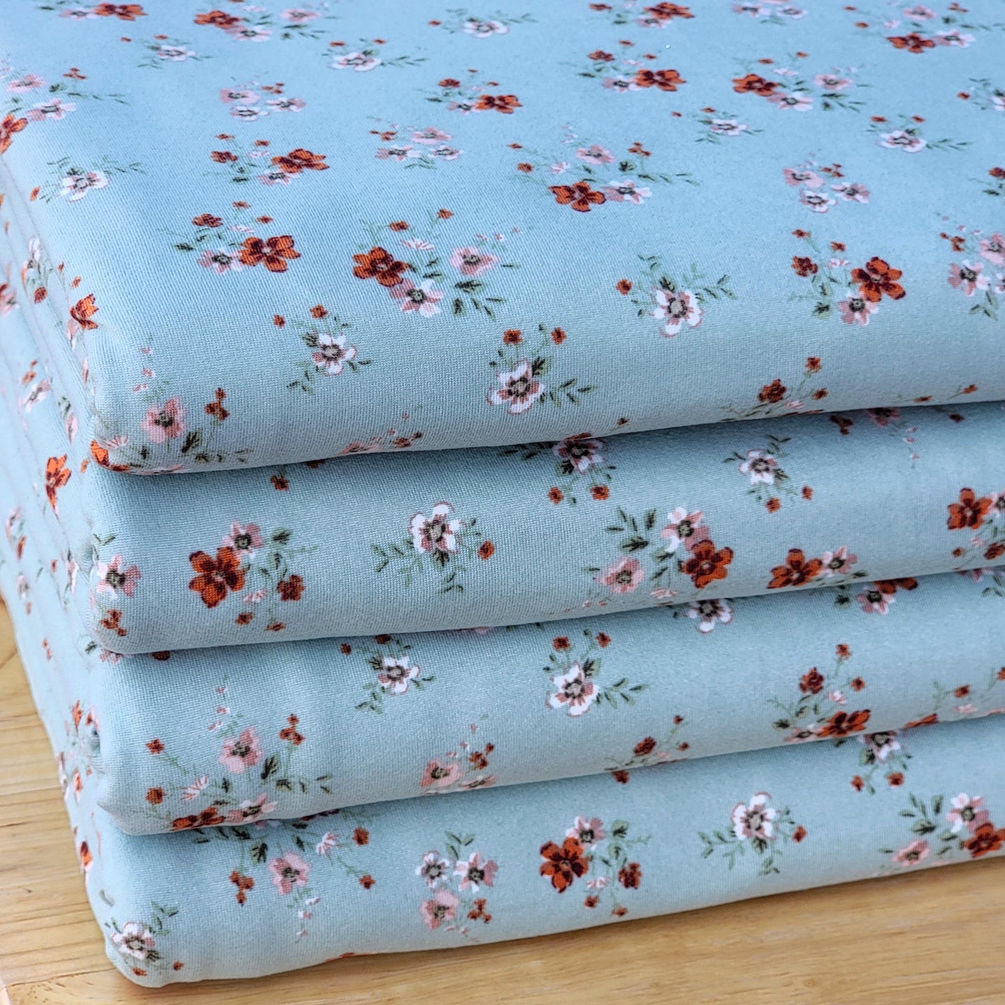 Double Brush Poly Rust Floral Print