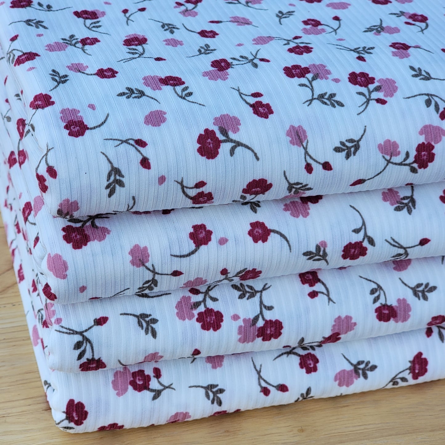4x2 Yummy Rib Off-white Floral Print