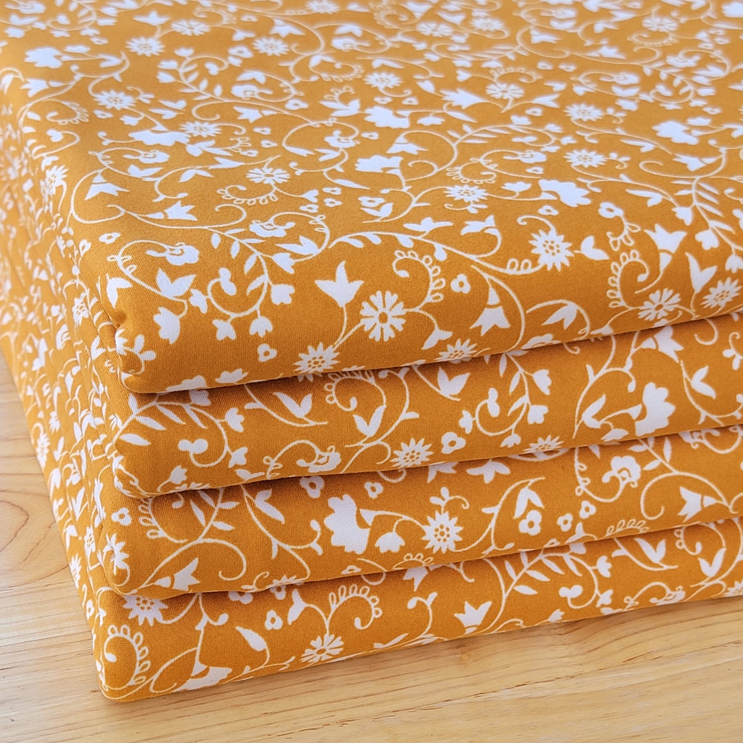 Double Brush Poly White Floral Print