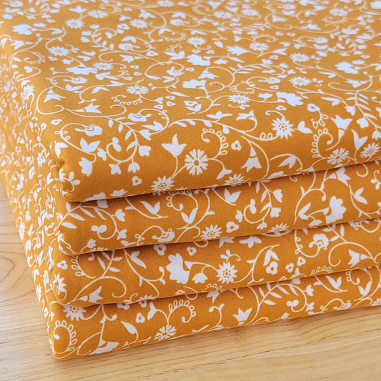 Double Brush Poly White Floral Print