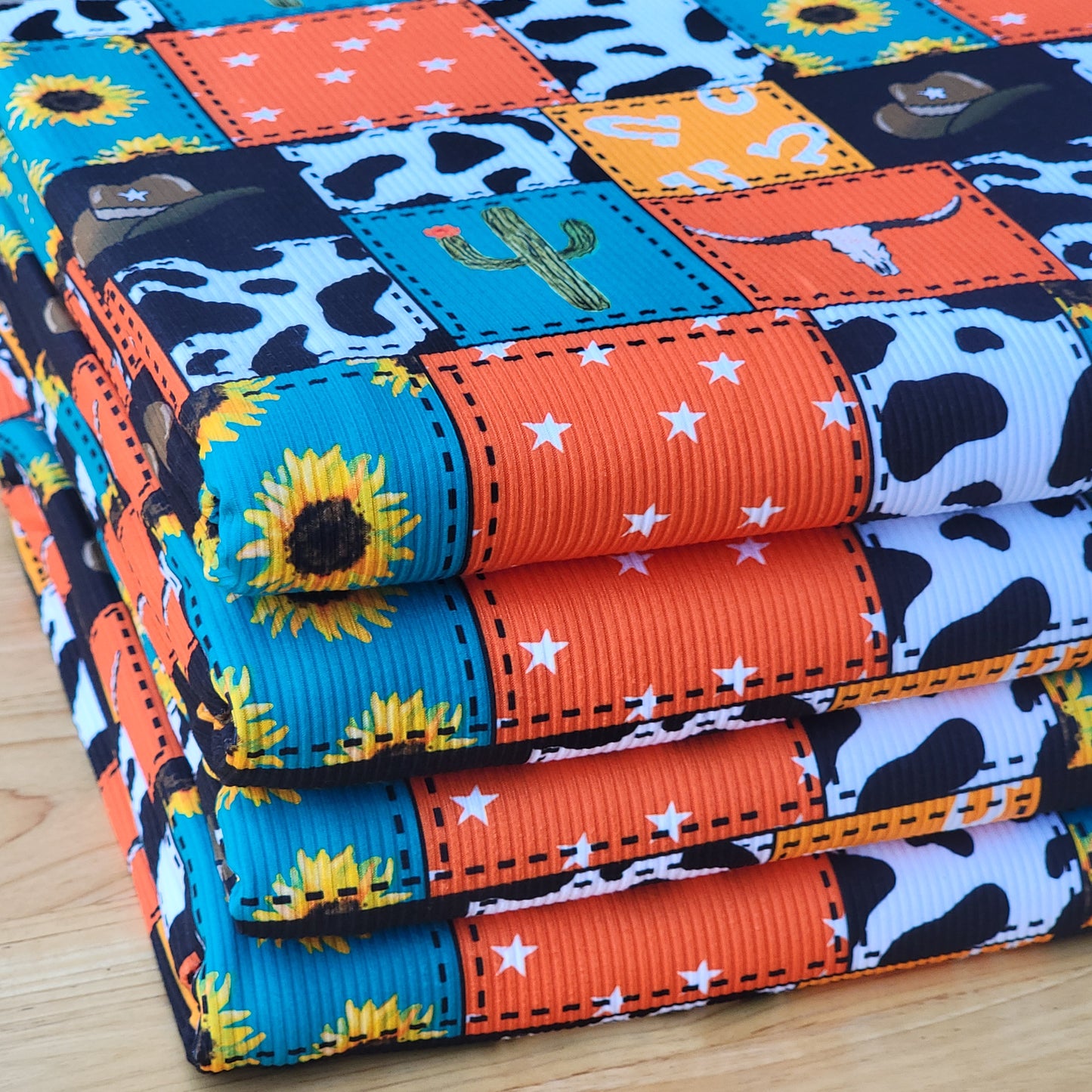 2x2 Yummy Rib Western Patchwork Cheetah Print