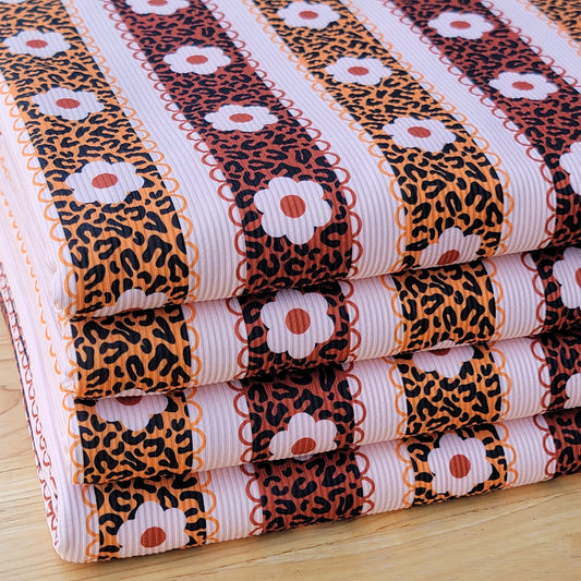 2x2 Yummy Rib Daisies & Cheetah Stripes Print