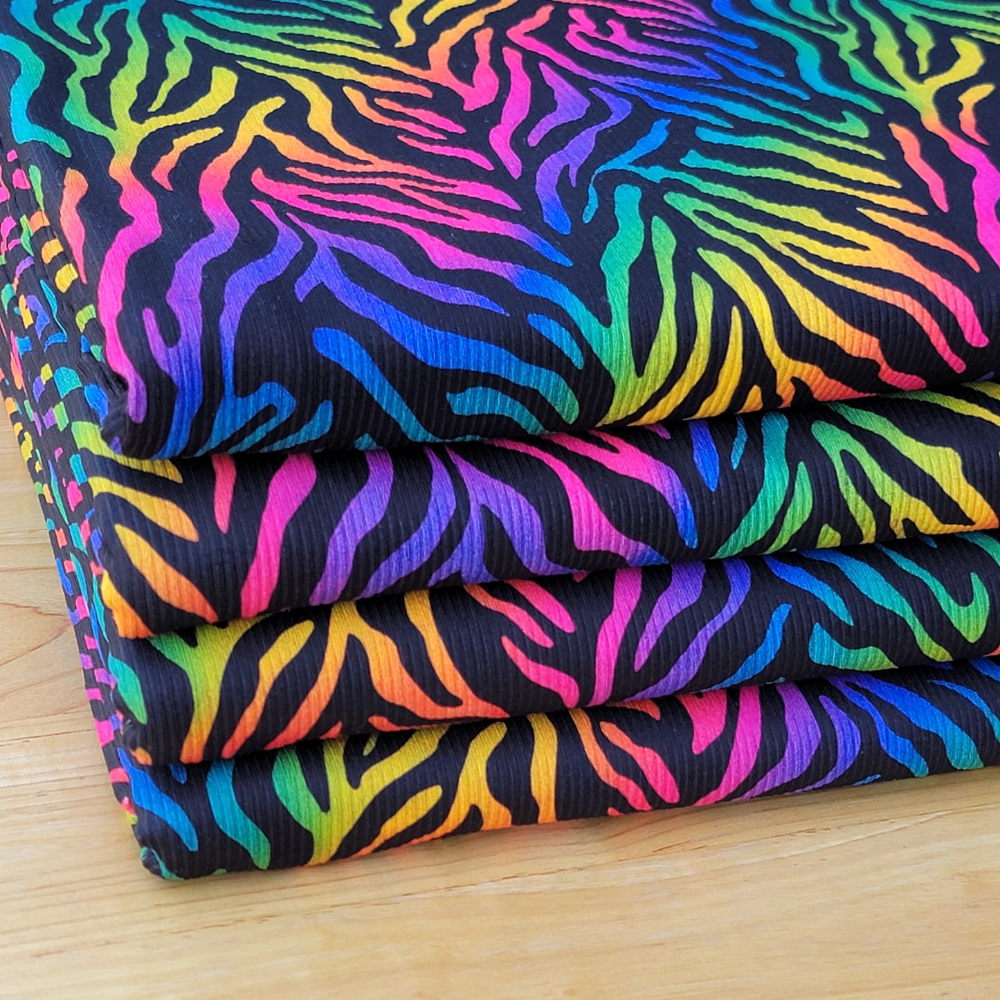 2x2 Yummy Rib Multi-color Neon Zebra Print
