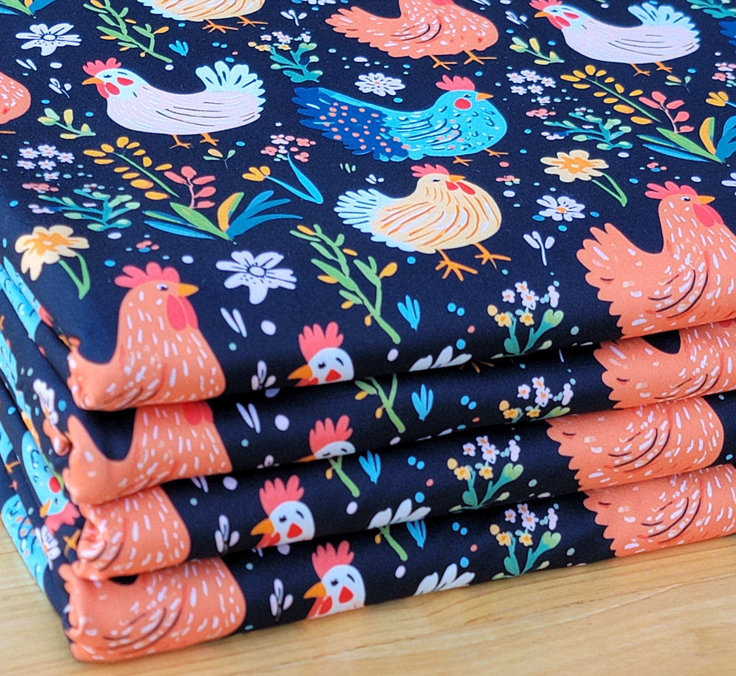 Double Brush 220 GSM Poly Fall Chickens Print
