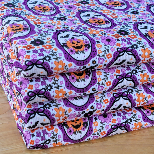 2x2 Yummy Rib Pumpkin Madallion Bats Floral Print