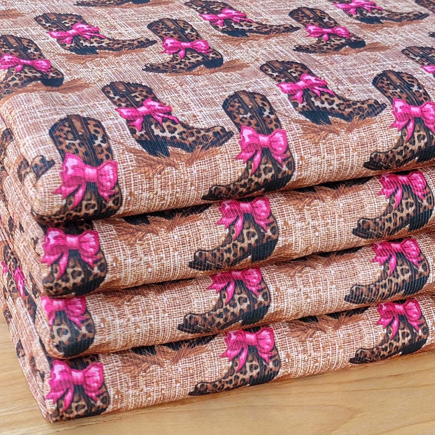 2x2 Yummy Rib Cheetah Boots & Pink Bows Print