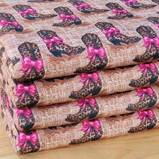 2x2 Yummy Rib Cheetah Boots & Pink Bows Print