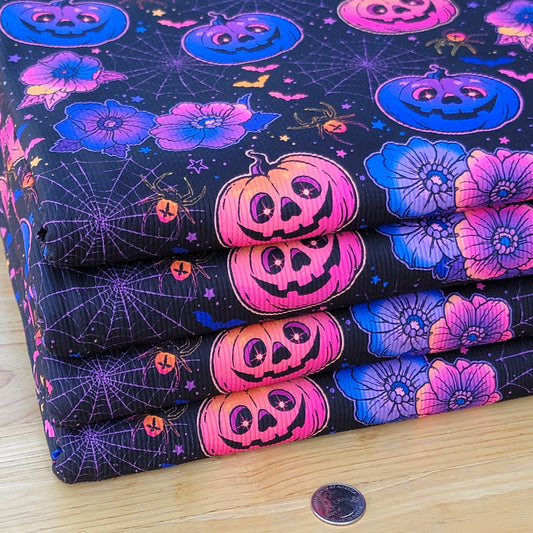 2x2 Yummy Rib Neon Pumpkins Floral Print