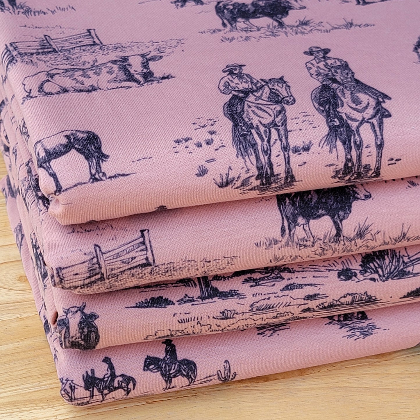 French Terry Custom Western Cowboys Print