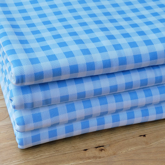 Double Brush Poly Blue & White Gingham Print