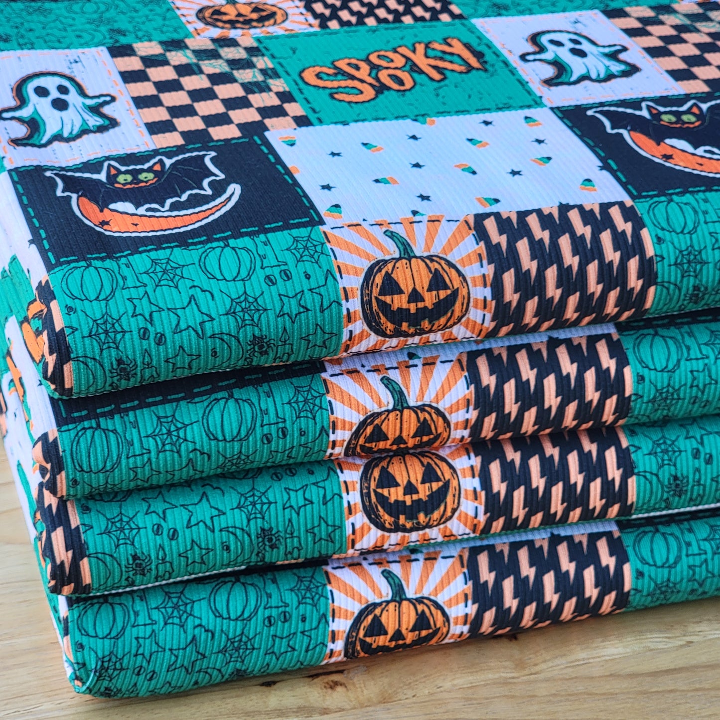 2x2 Yummy Rib Spooky Ghost Patchwork Print