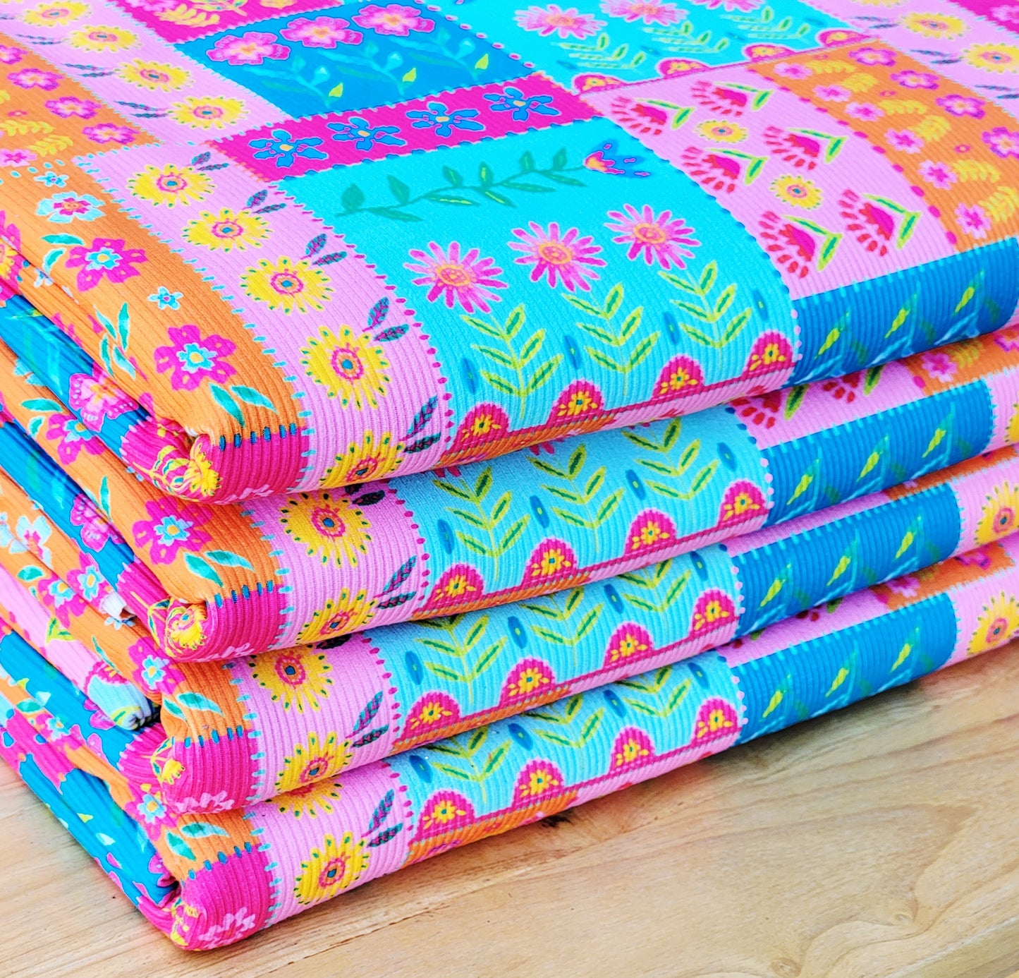 2x2 Yummy Rib Bright Patchwork Floral Print