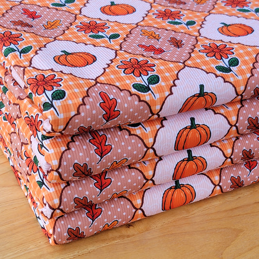 2x2 Yummy Rib Fall Patchwork Pumpkin Floral Print
