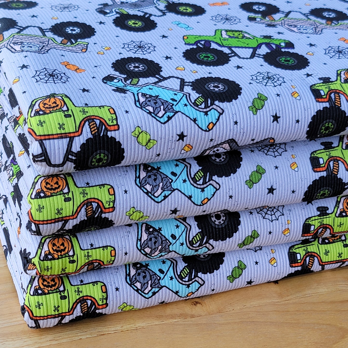 2x2 Yummy Rib Halloween Monster Trucks Print