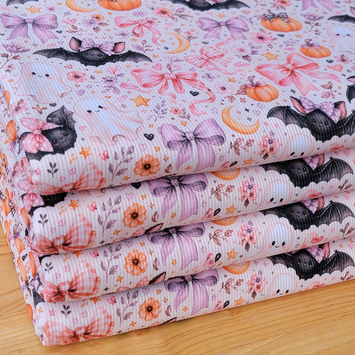 2x2 Yummy Rib Halloween Bats Ghost & Bows Print