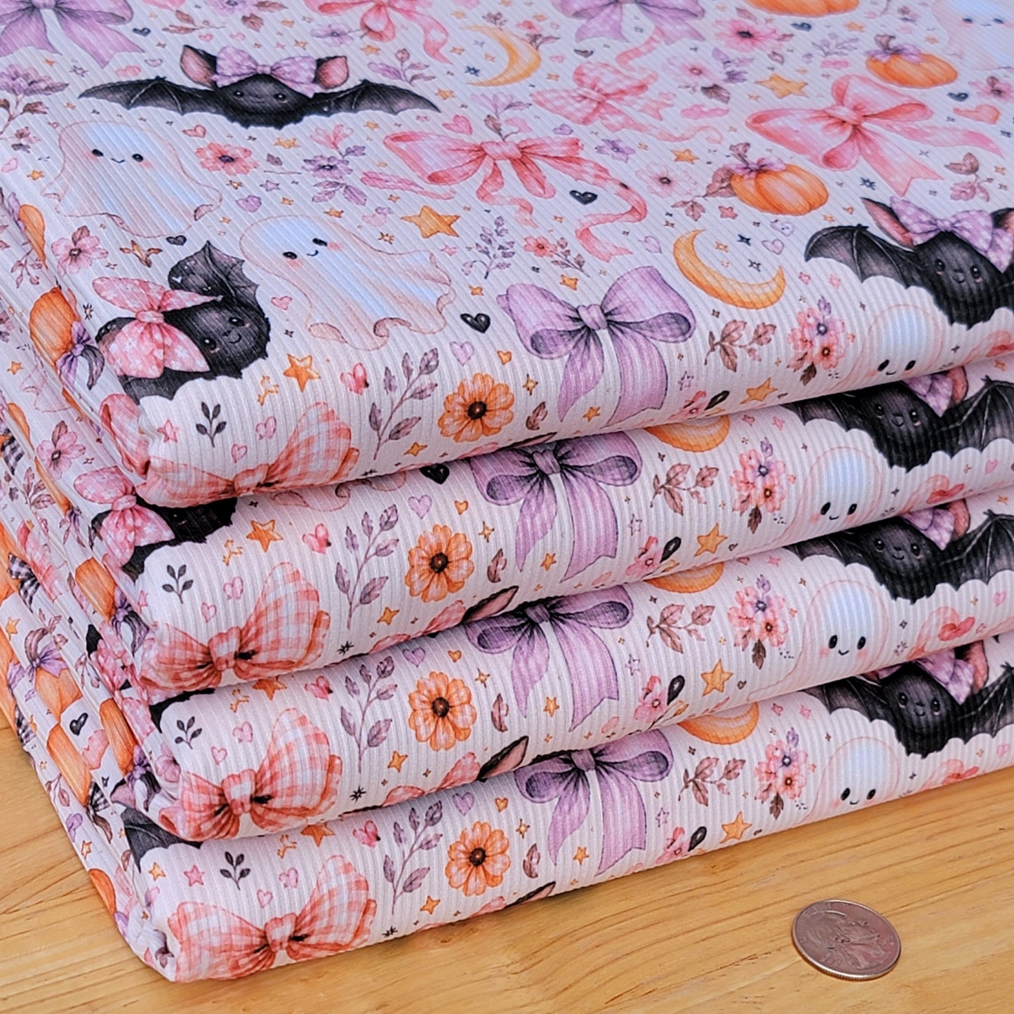 2x2 Yummy Rib Halloween Bats Ghost & Bows Print