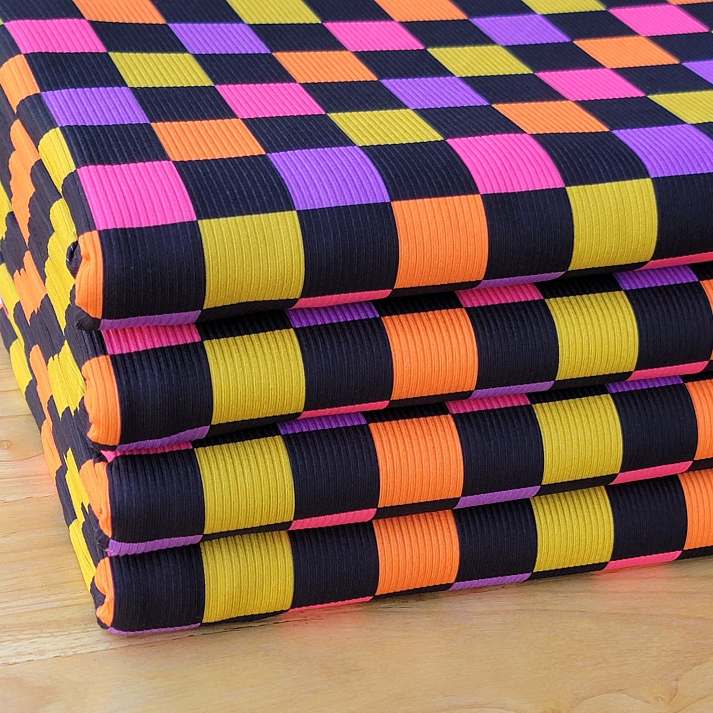 2x2 Yummy Rib Halloween Purple Orange Checkers Print