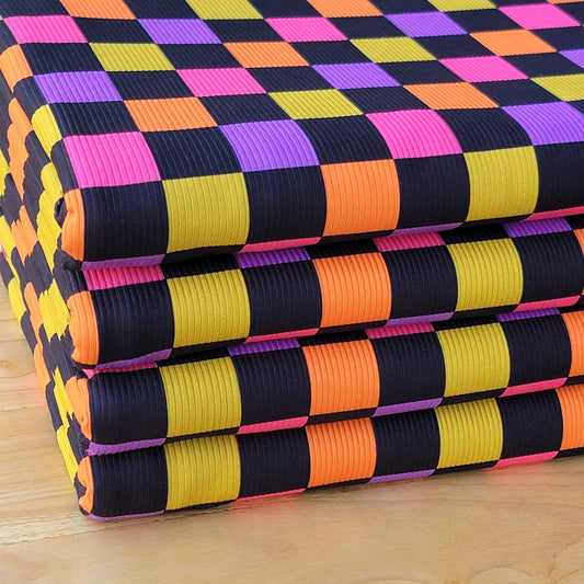 2x2 Yummy Rib Halloween Purple Orange Checkers Print