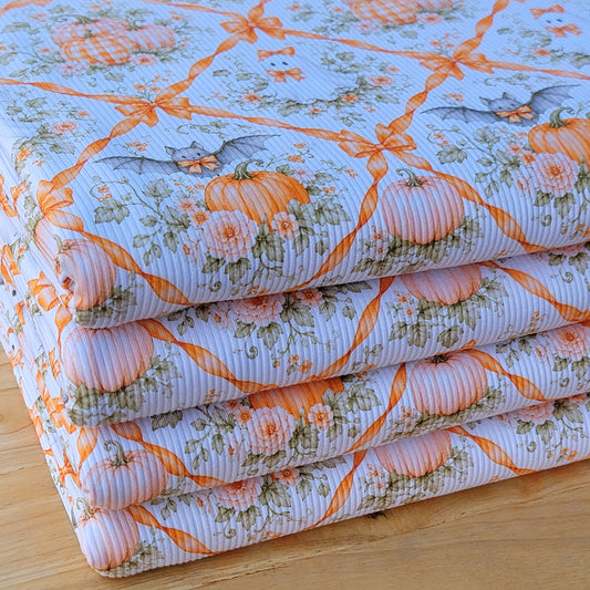 2x2 Yummy Rib Coquette Ghost Bats & Pumkins Print