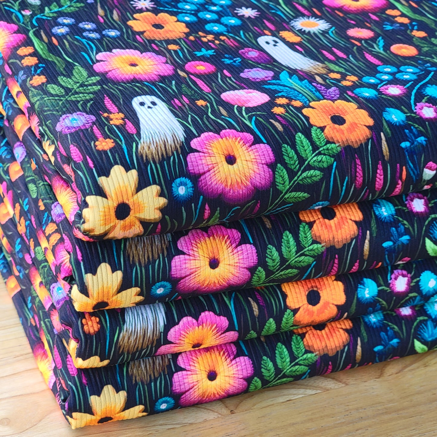 2x2 Yummy Rib Bright Floral & Ghost Print