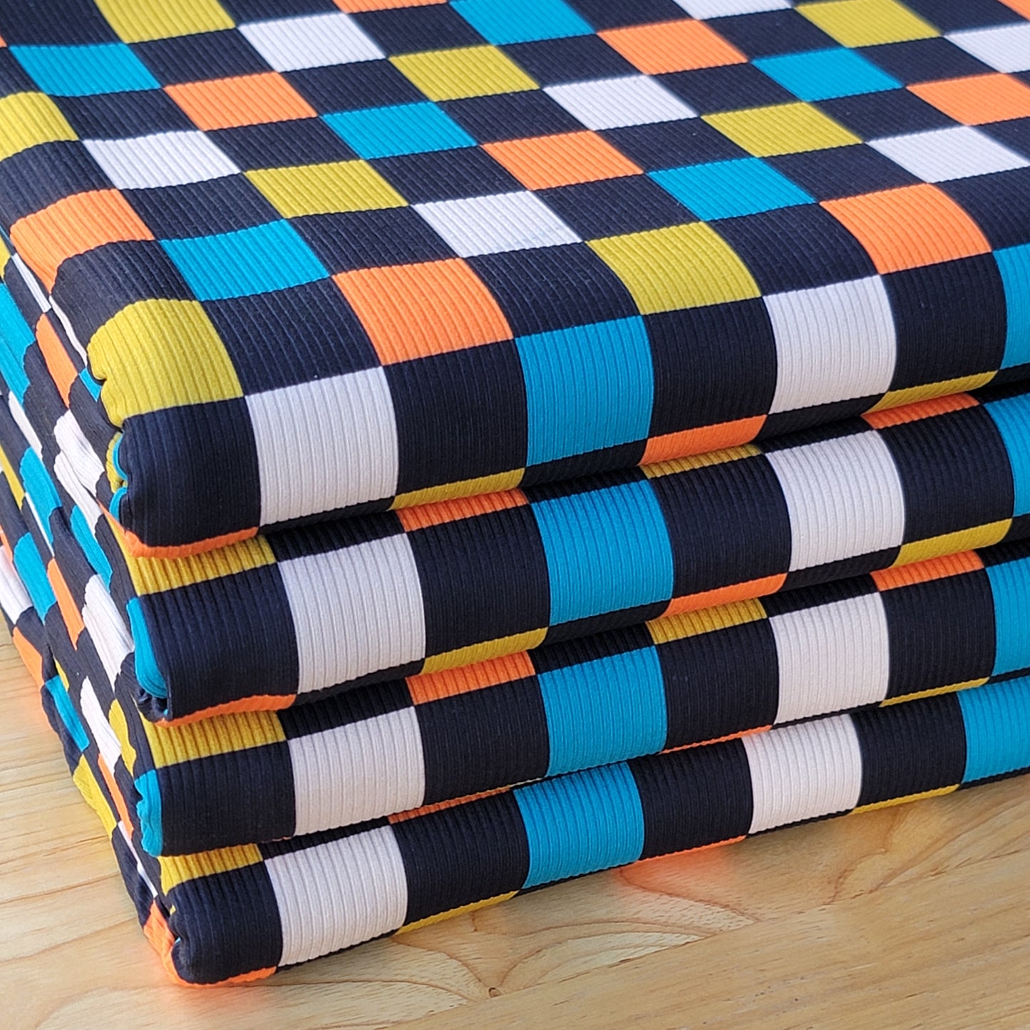 2x2 Yummy Rib Halloween Teal Orange Checkers Print