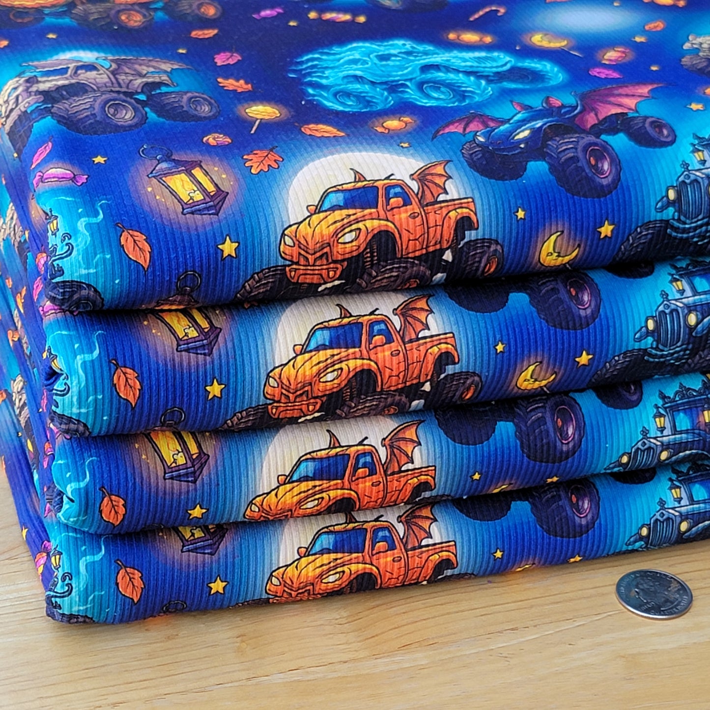 2x2 Yummy Rib Halloween Monster Trucks Print
