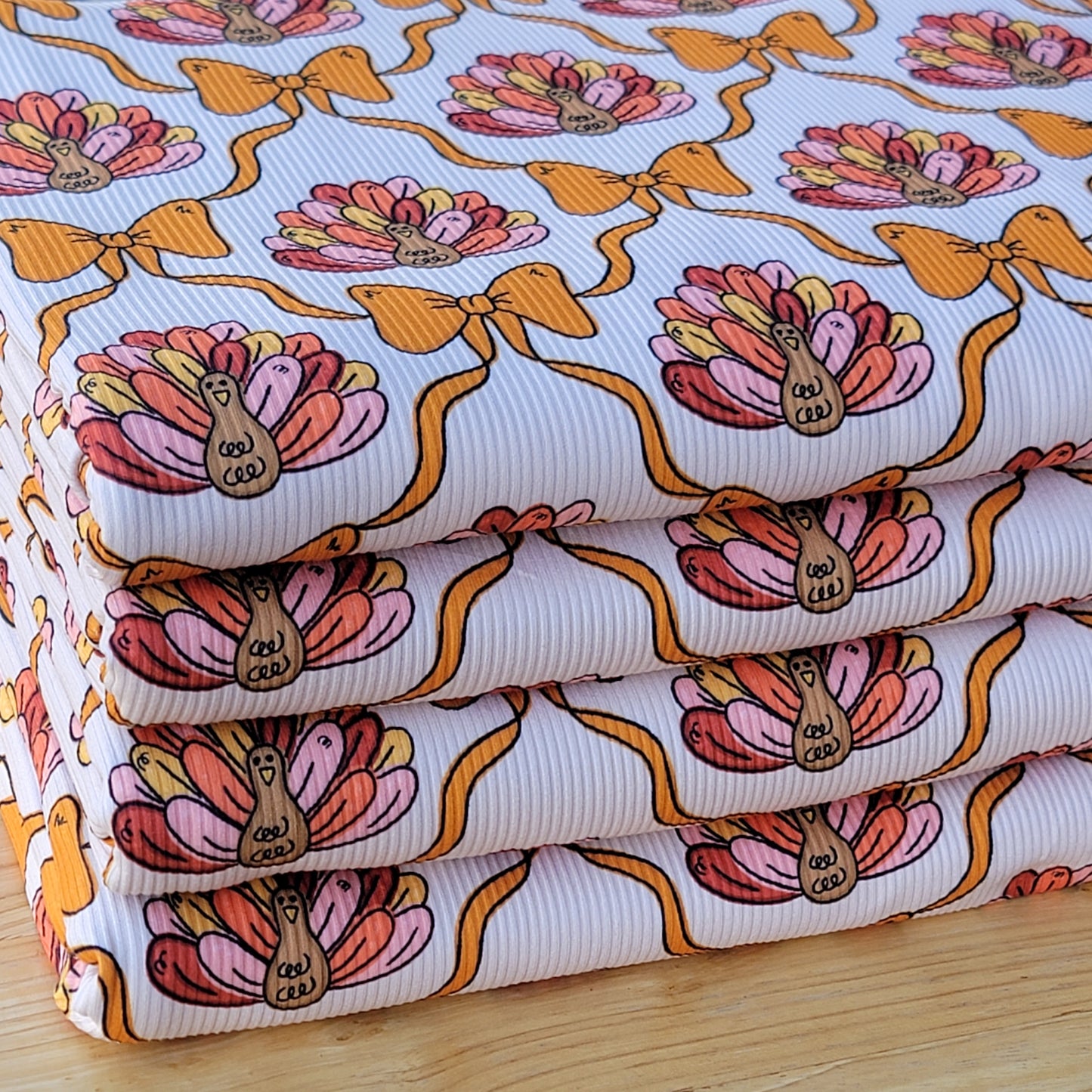 2x2 Yummy Rib Fall Turkeys & Bows Print