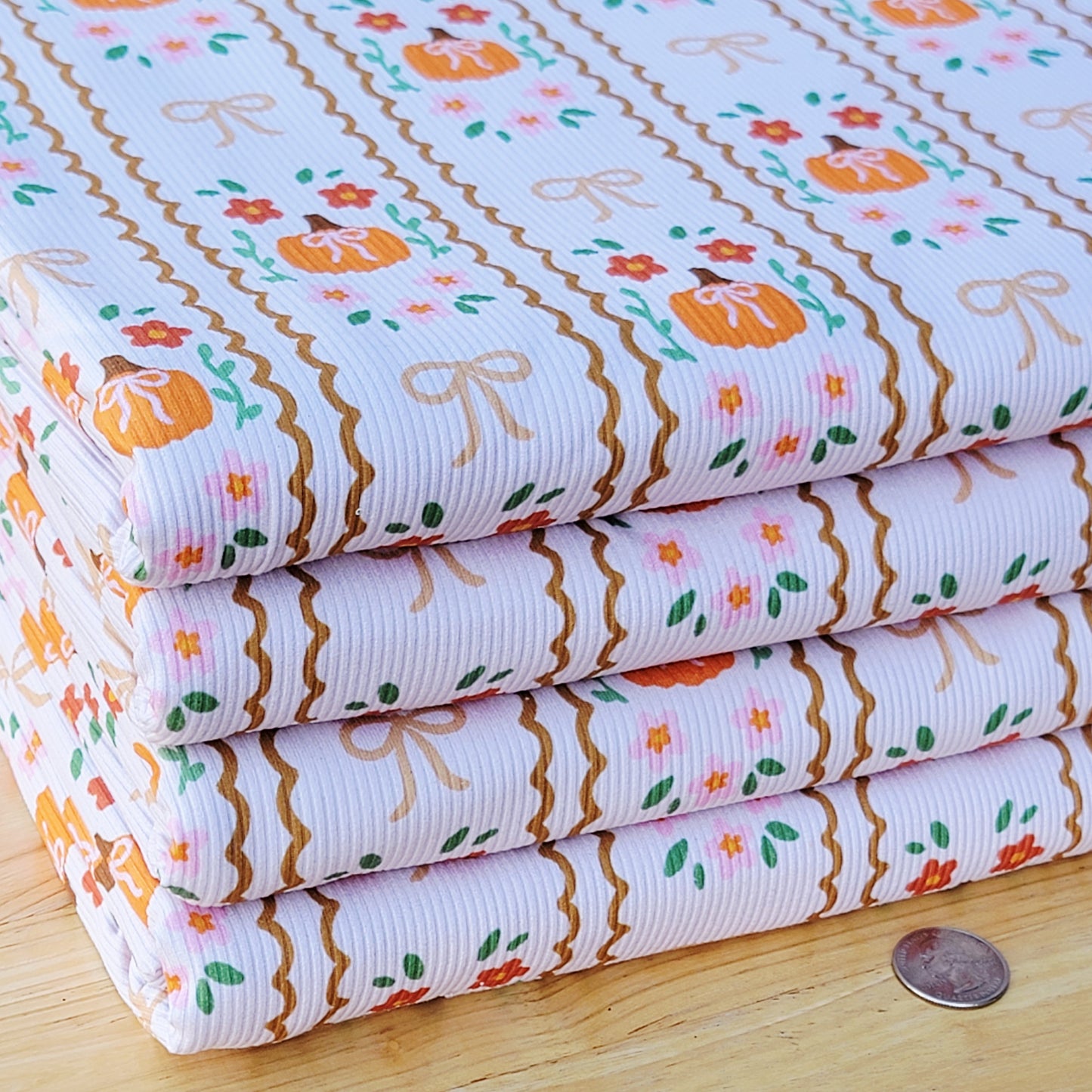 2x2 Yummy Rib Pumpkis & Bows Boho Print