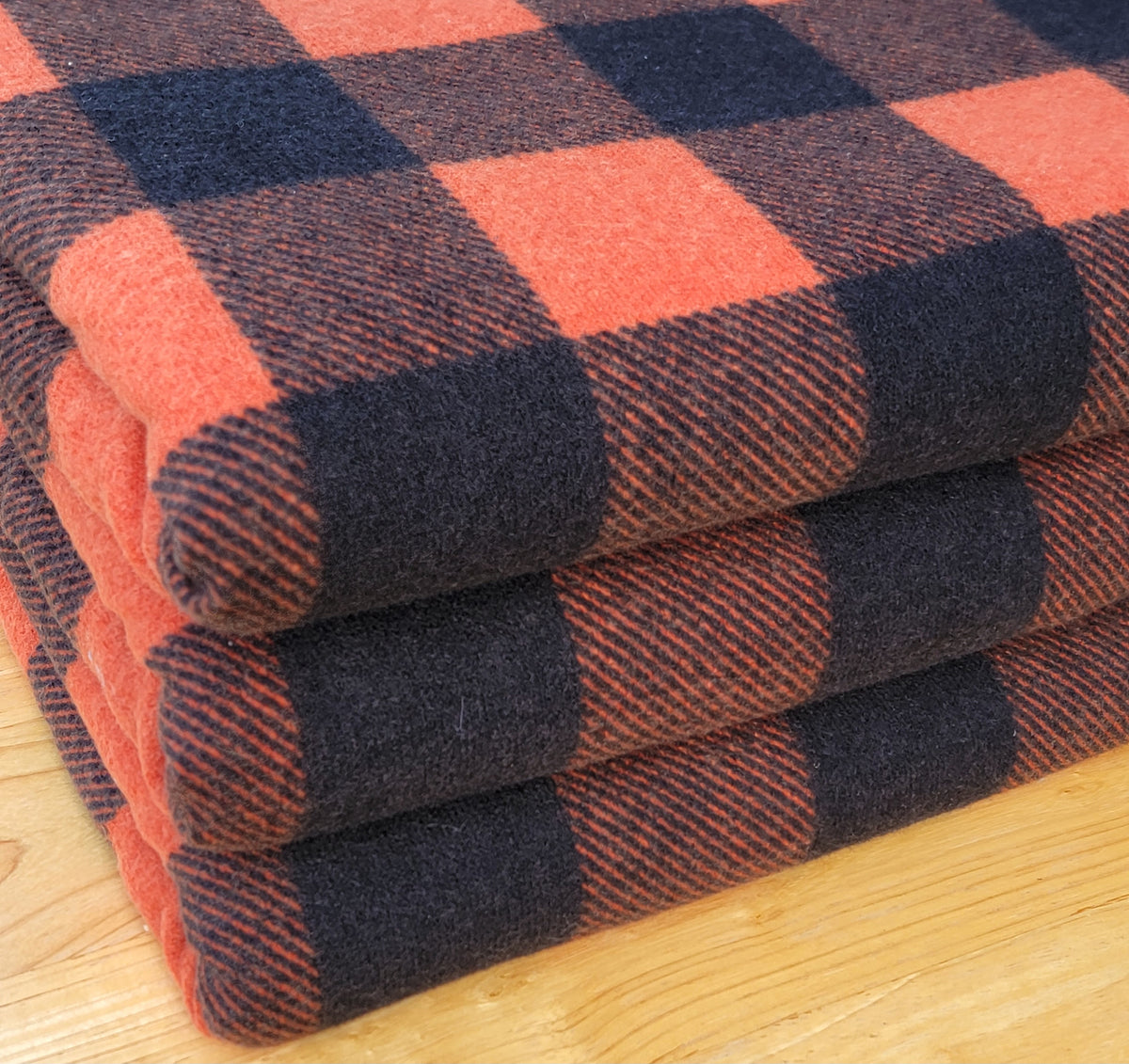 Brush Plaid Black & Rust Sweater Knit
