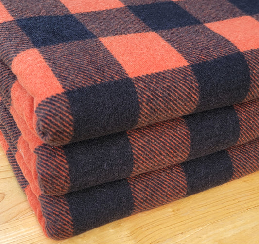 Brush Plaid Black & Rust Sweater Knit