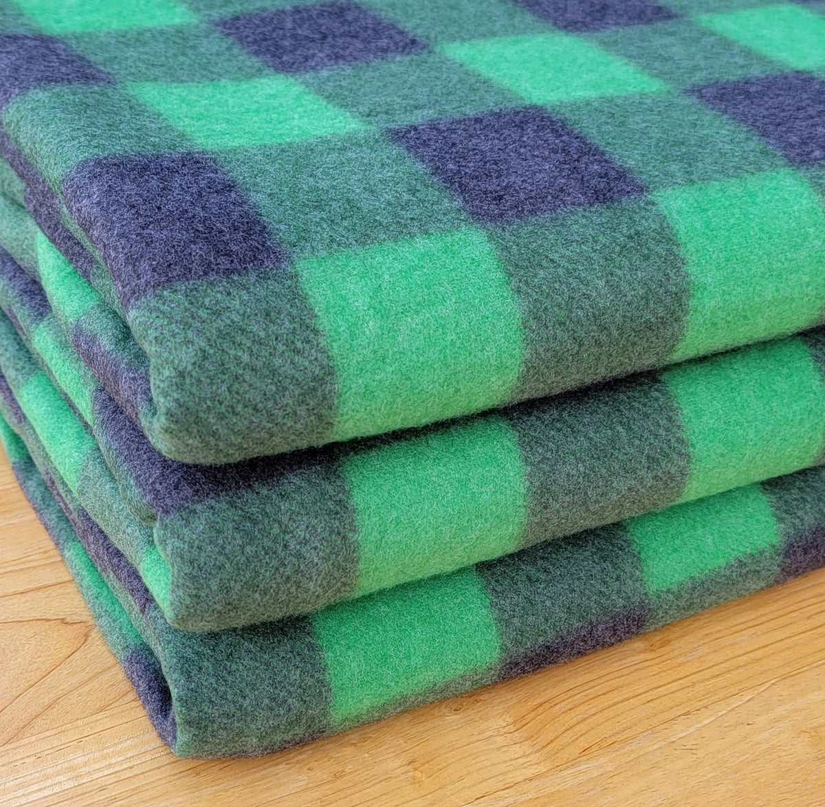 Brush Plaid Green & Navy Sweater Knit