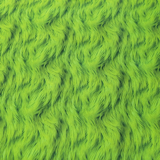 250GSM Double Brush Poly Green Grinch Faux Fur Print