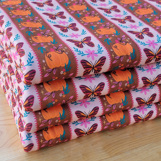 250GSM Double Brush Poly Pumpkin & Butterflies Boho Print