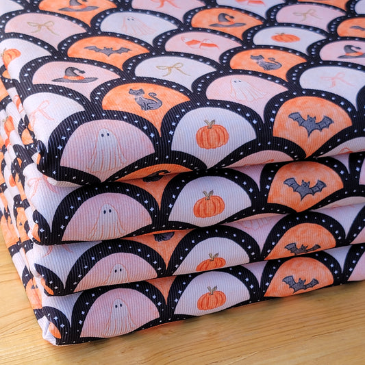 2x2 Cotton Touch Rib Halloween Scallops Print
