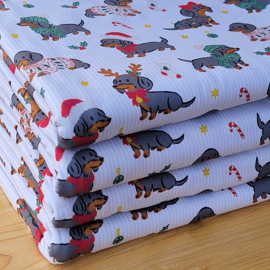 250GSM Double Brush Poly Christmas Dogs Scarfs Print