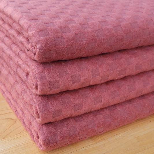 Checkered Jacquard Brush Sweater Knit Rose