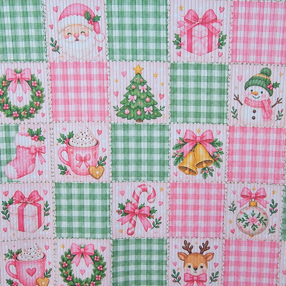 4x2 Yummy Rib Christmas Gingham Patchwork