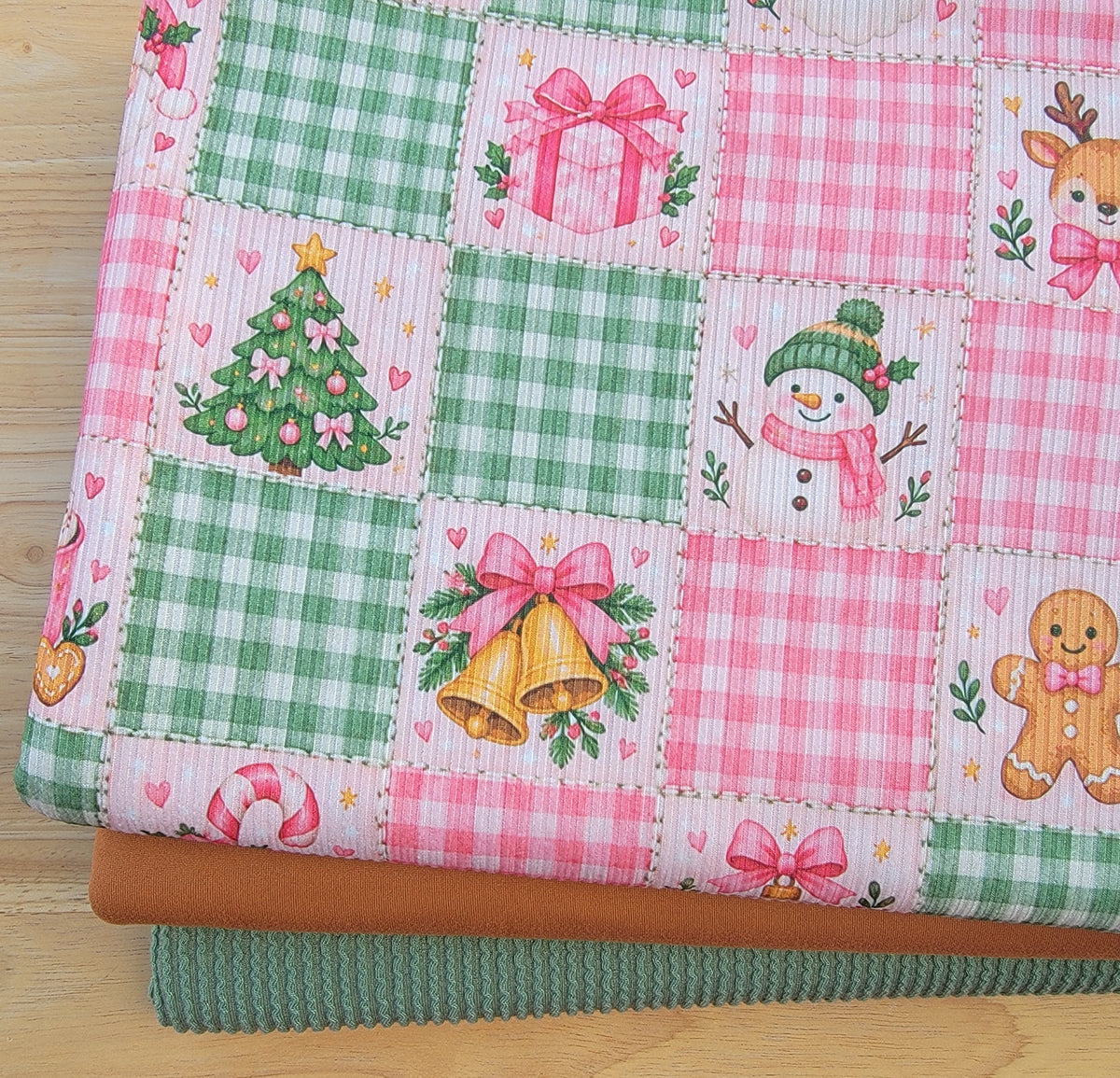 4x2 Yummy Rib Christmas Gingham Patchwork