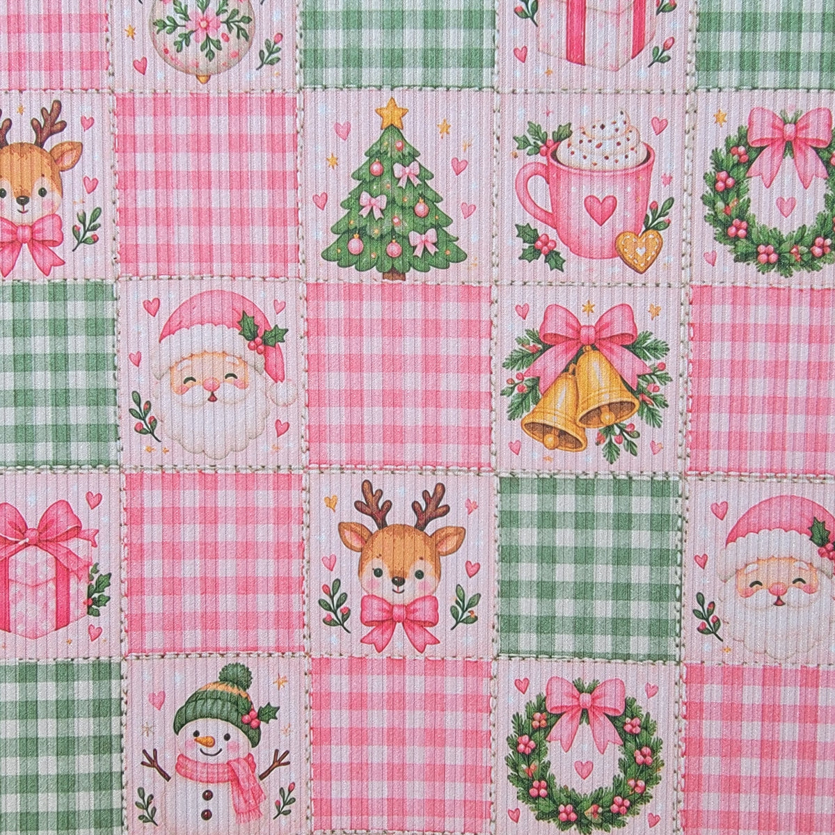 4x2 Yummy Rib Christmas Gingham Patchwork